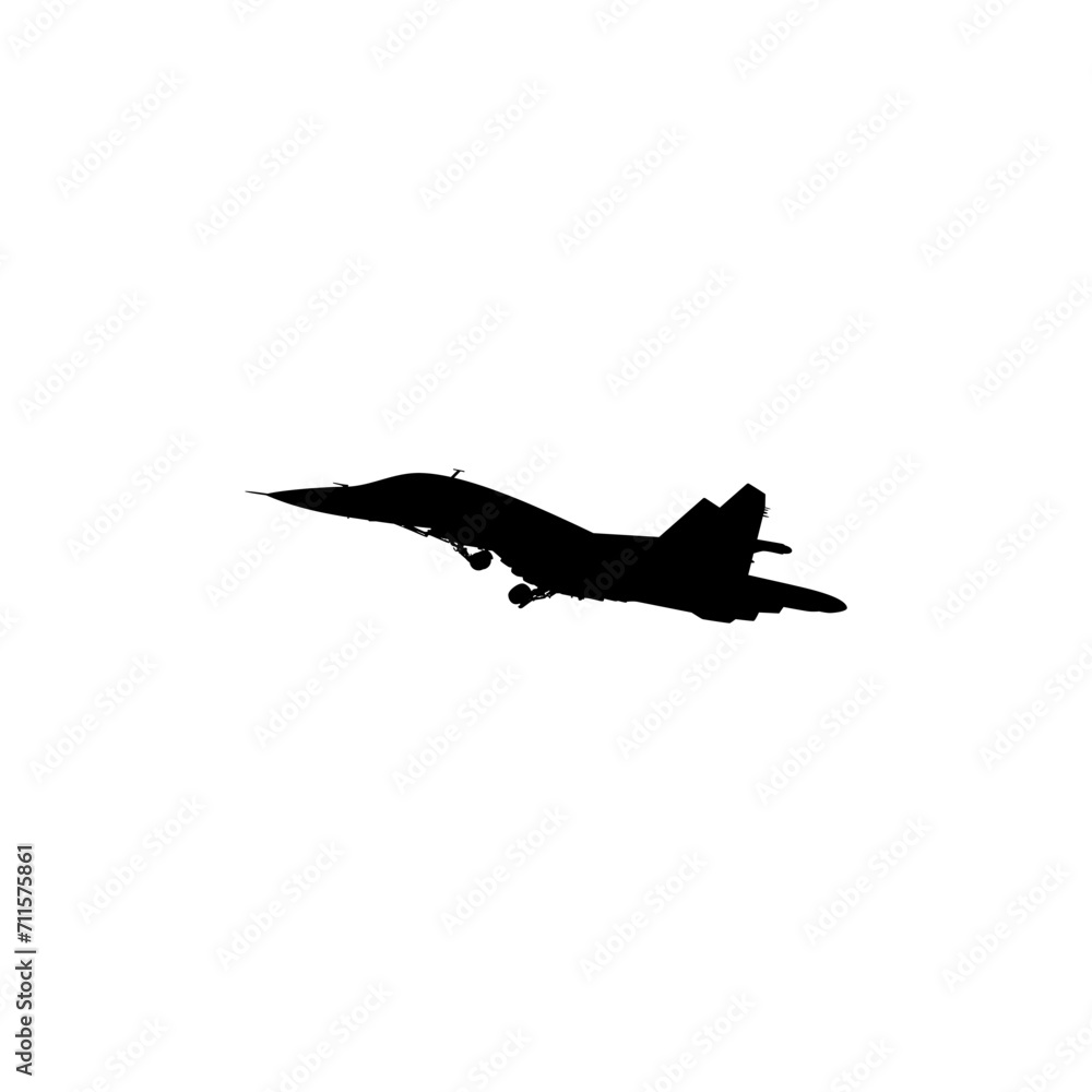 Silhouette of the Jet Fighter, Fighter aircraft are military aircraft designed primarily for air-to-air combat. Vector Illustration Silhouette of the Jet Fighter, Fighter aircraft are military aircraft designed primarily for air-to-air combat. Vector Illustration