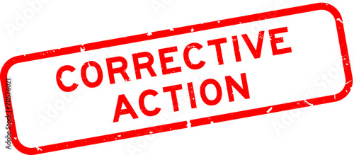 Grunge red corrective action word square rubber seal stamp on white background