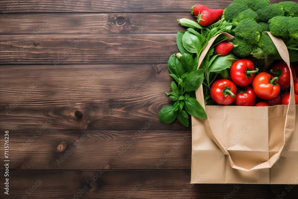 Organic food concept paper bag filled with healthy groceries, isolated on white background Organic food concept paper bag filled with healthy groceries, isolated on white background