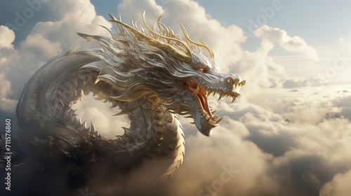 Majestic Chinese Dragon Sculpture