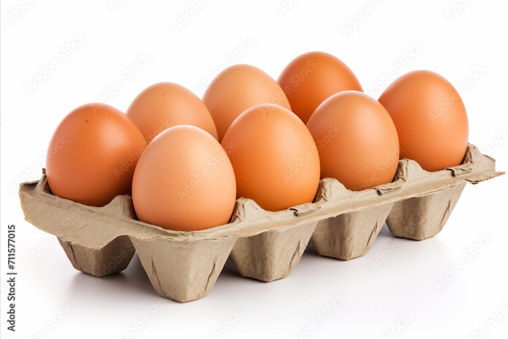 Organic farm eggs in box, isolated on white background high quality food photography Organic farm eggs in box, isolated on white background high quality food photography