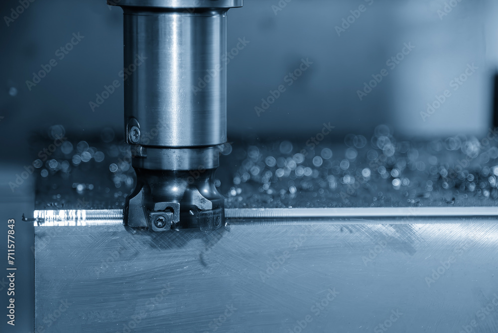 The CNC milling machine rough cutting the injection mold parts by indexable tools. The CNC milling machine rough cutting the injection mold parts by indexable tools.