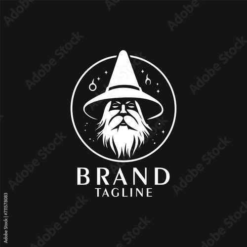 Wizard logo design illustration vector template, witch wizard logo