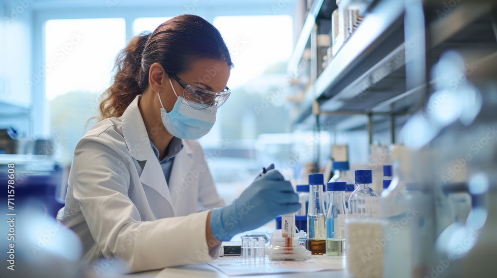 Pharmaceutical Analytics, Medicine Study and Scientist Checking Vaccine Results. Science Research Test Tube for Medical Analysis and Innovation in Laboratory Pharmaceutical Analytics, Medicine Study and Scientist Checking Vaccine Results. Science Research Test Tube for Medical Analysis and Innovation in Laboratory