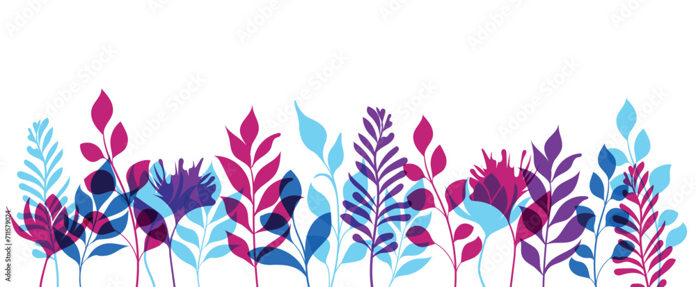 sfondo, fiori, piante, primavera, campo fiorito, pennellate di colore	
