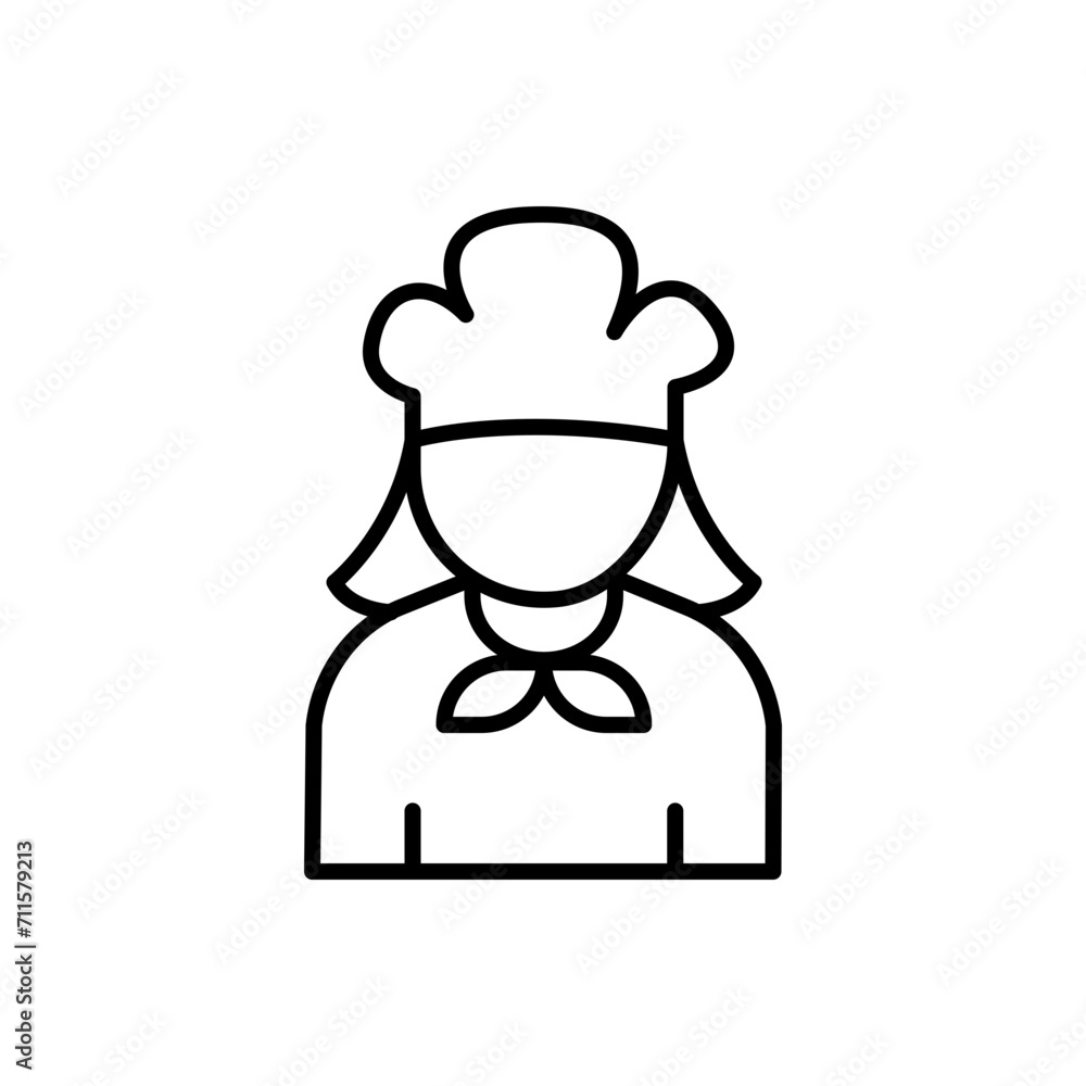 Chef outline icons, jobs and profession minimalist vector illustration ,simple transparent graphic element .Isolated on white background