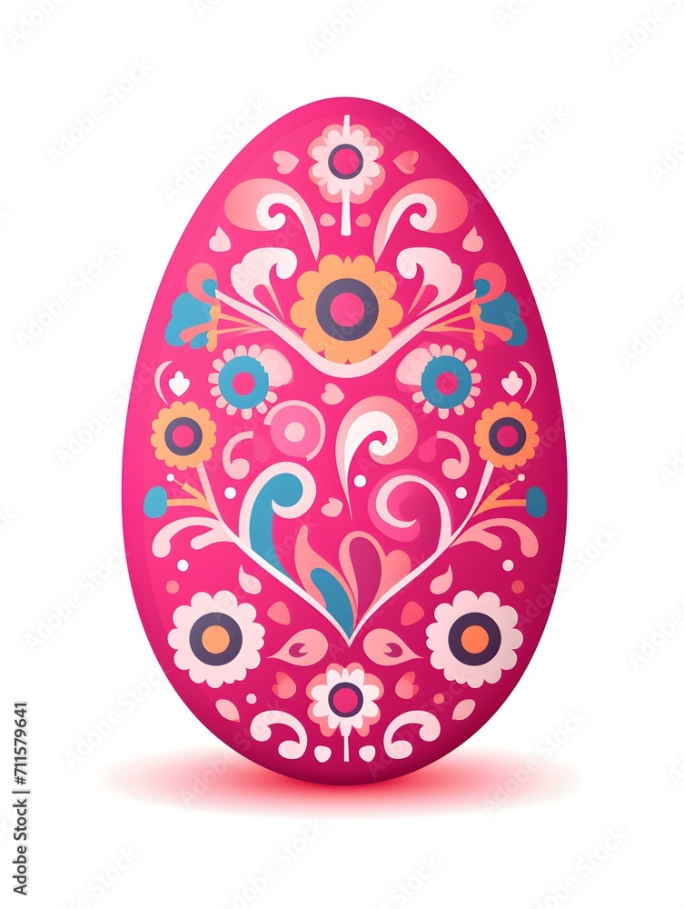 Cartoon Style Easter Egg in hot pink Colors on a white Background. Easter Illustration with Copy Space Cartoon Style Easter Egg in hot pink Colors on a white Background. Easter Illustration with Copy Space