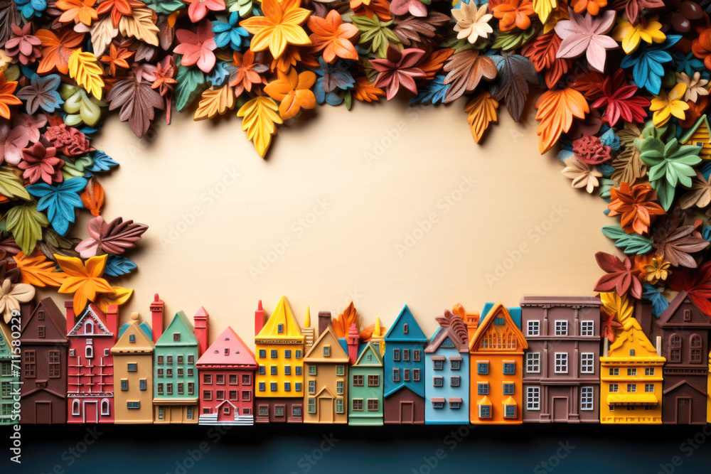 Plasticine frame in autumn colors.