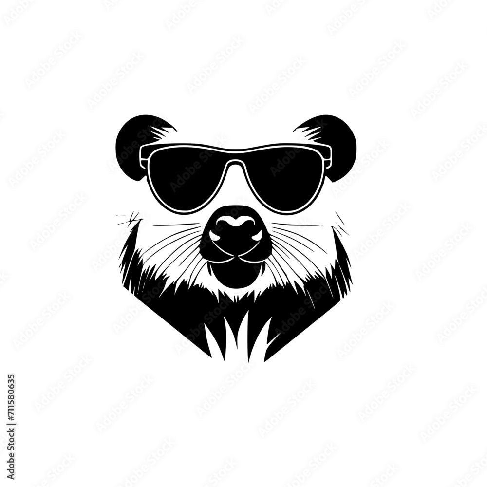 Beaver With Sunglasses Logo SVG Black and White Illustration Art Generative AI.