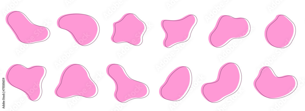 Pink amyoba with frame. Liquid graphic shape design element. Vector background or liquid abstract geometric modern splash.