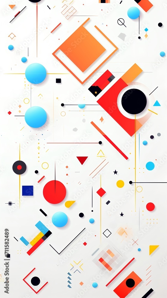 Colorful geometric structures design on white background wallpaper for phone Colorful geometric structures design on white background wallpaper for phone