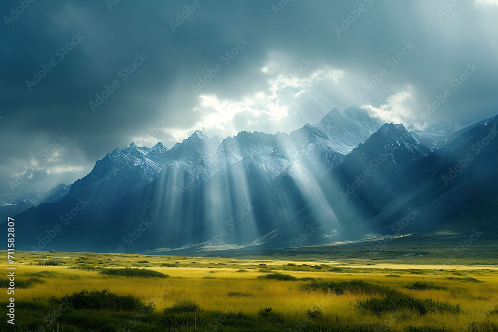 Mountain Majesty Landscape Bathed in Sun Rays A Breathtaking Display of ...