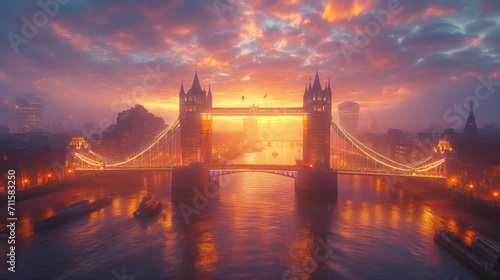 Dramatic Twilight Sky Over Tower Bridge  London