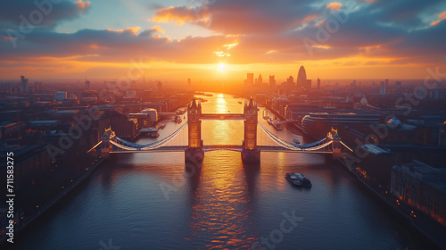 Sunset Horizon Behind Tower Bridge, London