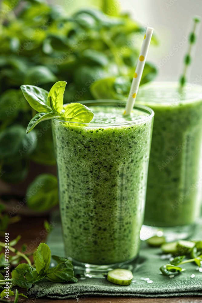 Green healthy smoothie in glass jar: banana, kiwi, spinach, green apple on rustic background. Green healthy smoothie in glass jar: banana, kiwi, spinach, green apple on rustic background.