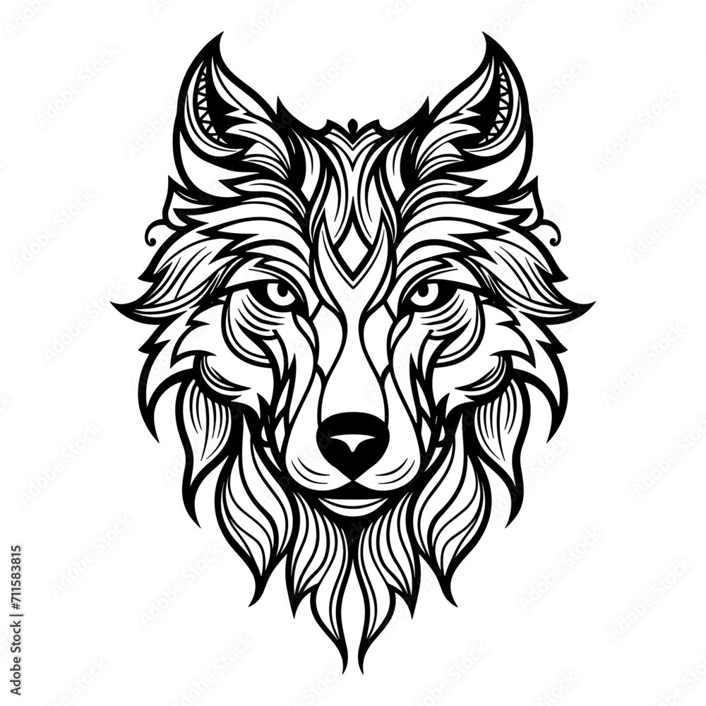 Fototapeta premium Head of a wolf white background