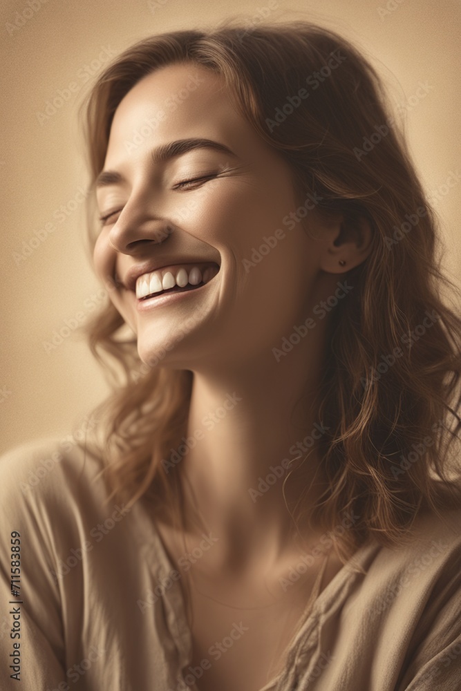 Radiant Smile: Captivating Portrait of a Joyful Woman Radiant Smile: Captivating Portrait of a Joyful Woman