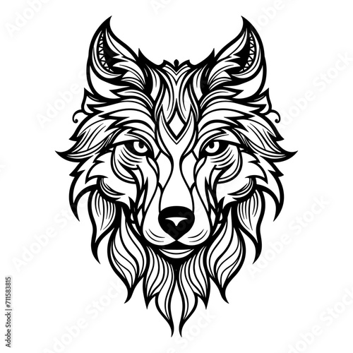 Head of a wolf white background