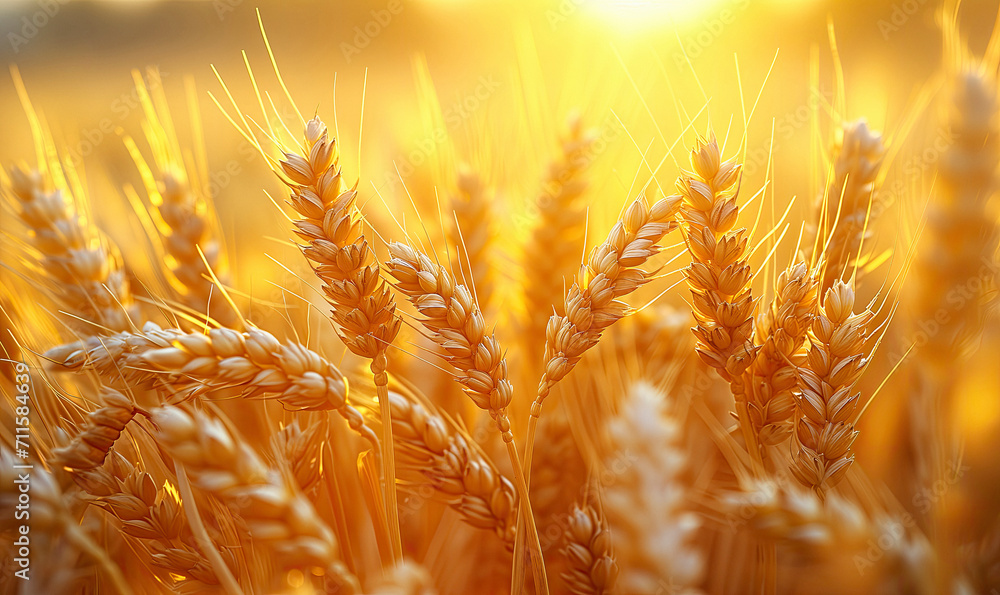 Wheat field under the blue sky. Ripe wheat ears background. Rich harvest concept. Wheat field under the blue sky. Ripe wheat ears background. Rich harvest concept.