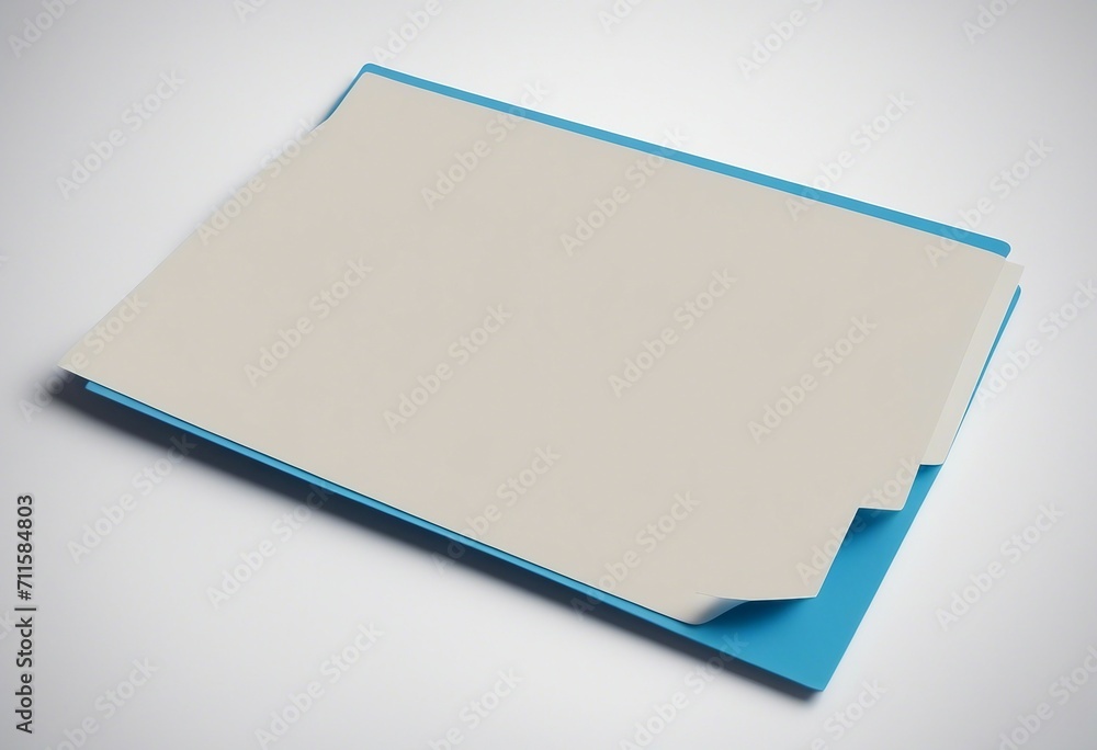 Blue index card or recipe card isolated on white with folds and bent (warped) corners Blue index card or recipe card isolated on white with folds and bent (warped) corners