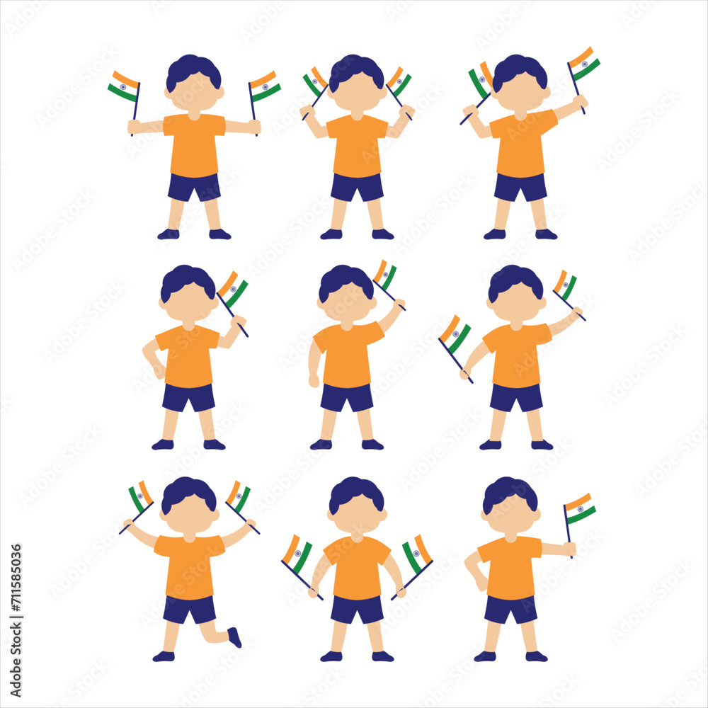 Boy and Girl Cute For India Independence Vector Design