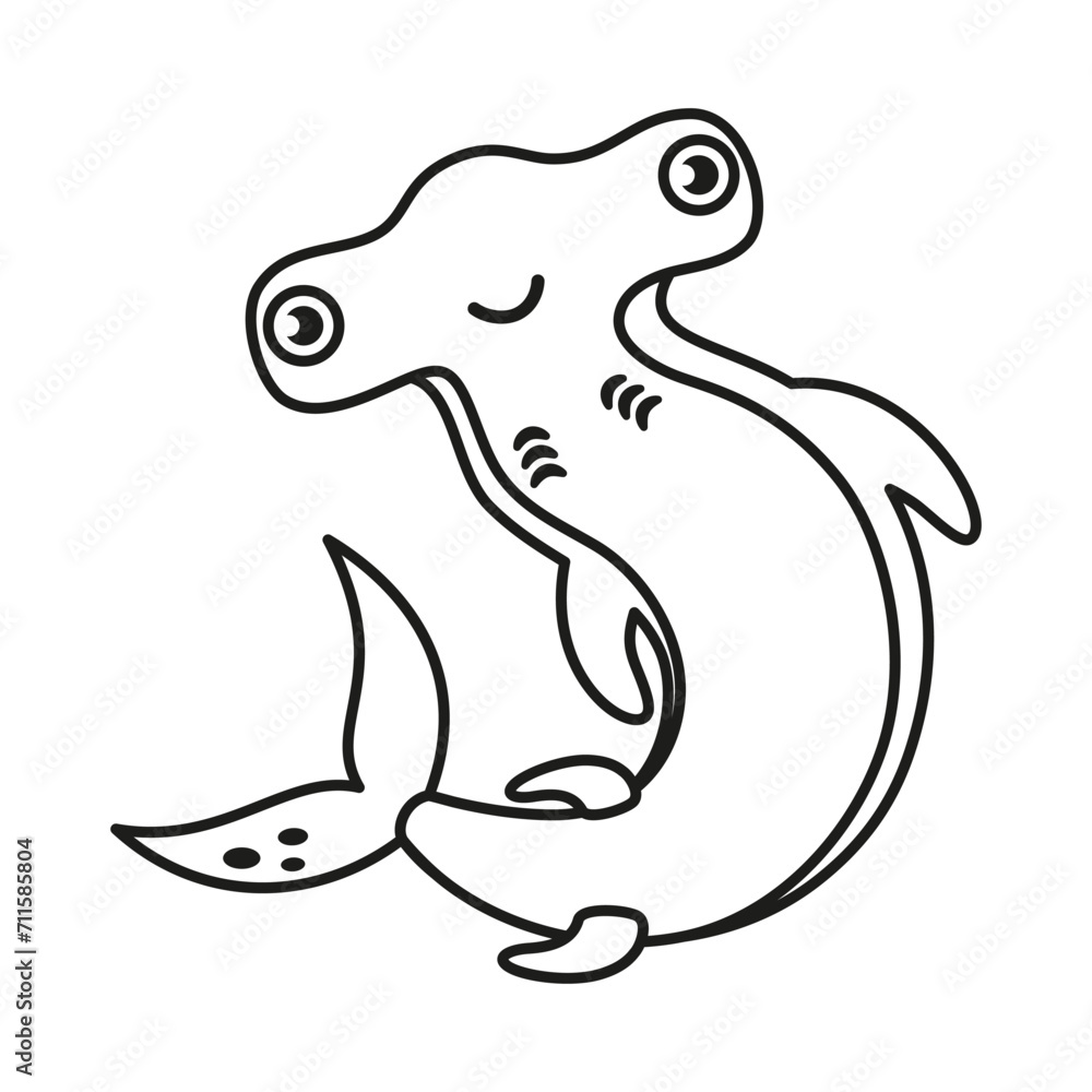 hammerhead shark icon, sea animal in silhouette isolated on white background, simple flat design hammerhead shark icon, sea animal in silhouette isolated on white background, simple flat design
