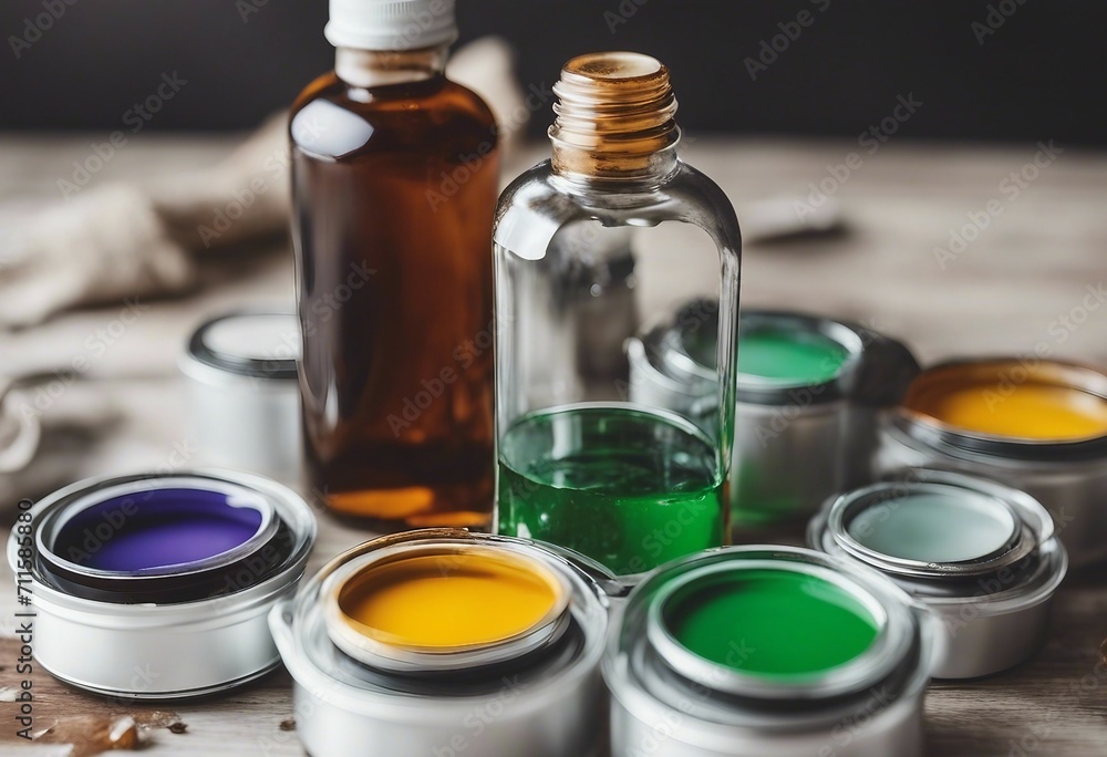 Solvents oils and paints used for paint painting and finishing Isolated on natural white background Solvents oils and paints used for paint painting and finishing Isolated on natural white background