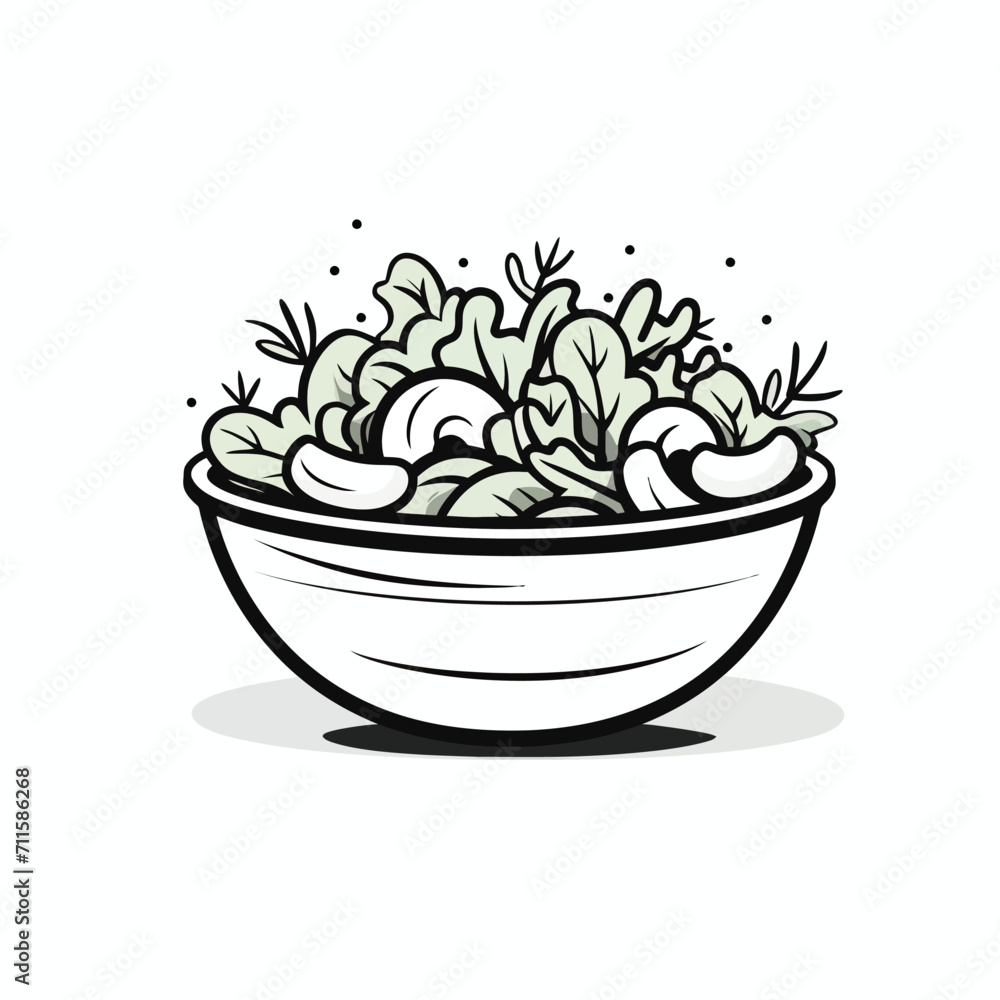 Line art vector salad icon, black on white background Generative Ai Line art vector salad icon, black on white background Generative Ai