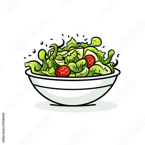 Line art vector salad icon, black on white background Generative Ai