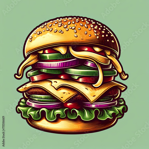 illustration of burger  ai generate