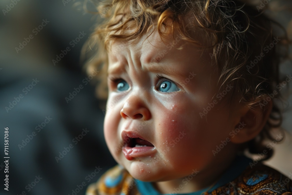 Baby boy (6-9 months) crying, close-up Baby boy (6-9 months) crying, close-up