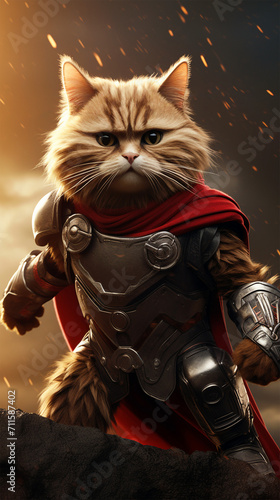 View of a Beautiful Cartoon Cat but Thor