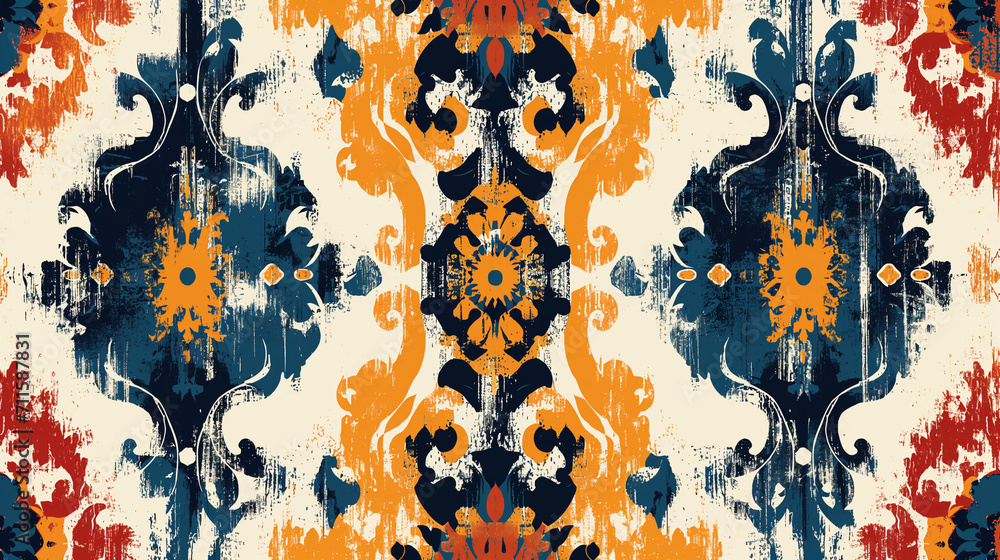 ikat ethnic oriental ikat pattern traditional Design for background,carpet,wallpaper,clothing,wrapping,Batik,fabric,Vector illustration. Seamless pattern .
