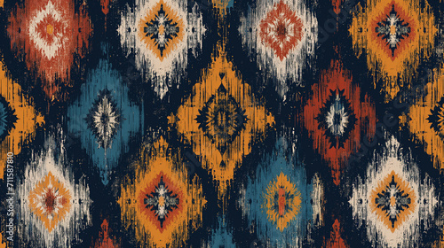 ikat ethnic oriental ikat pattern traditional Design for background,carpet,wallpaper,clothing,wrapping,Batik,fabric,Vector illustration. Seamless pattern .