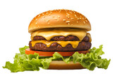 fast food fresh delicious burger, high quality isolated transparent background