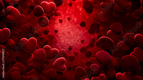 Red blood cells in shape of hearts - love is in our veins concept