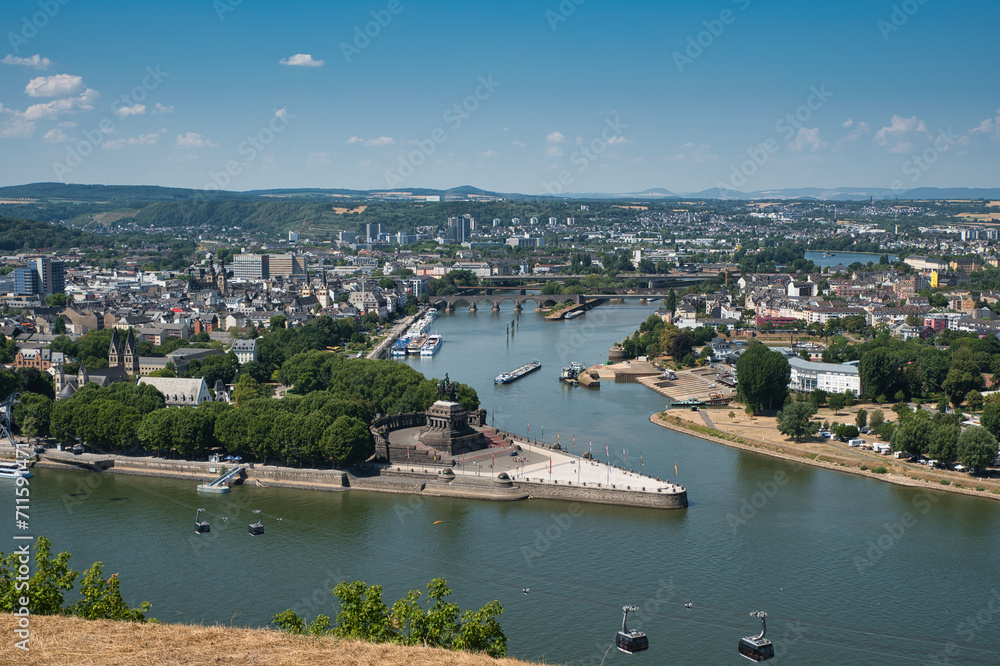Blick auf das Deutsche Eck in Koblenz Deutschland