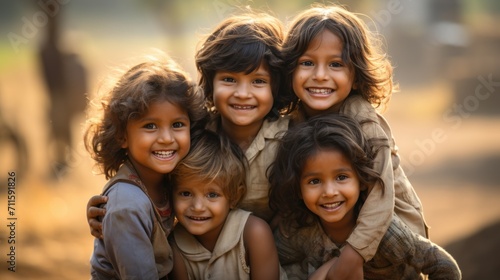 A happy village filled with Tibetan children photo