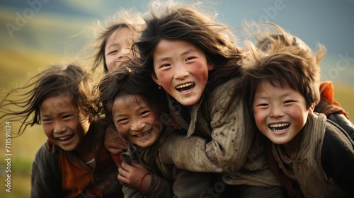 A happy village filled with Tibetan children