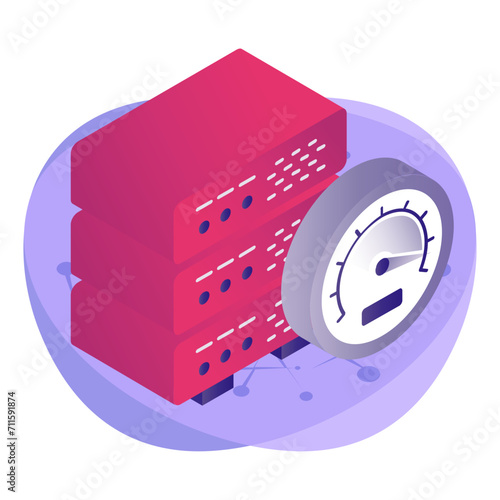 Server Performance measurement isometric Concept, peak response time Vector Icon Design, Big data Symbol, Business intelligence Sign,Web hosting and Data Center Stock Illustration