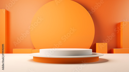 Geometric abstract orange stage podium mockup © The img