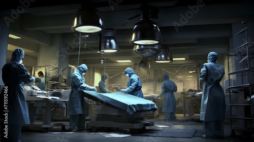 Operation. Surgeons at at medical hospital surgery room performing an operation. 