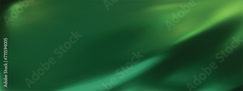 Abstract green gradient background with yellow light. Minimalistic subtle wavy silk texture. 3D vector illustration.