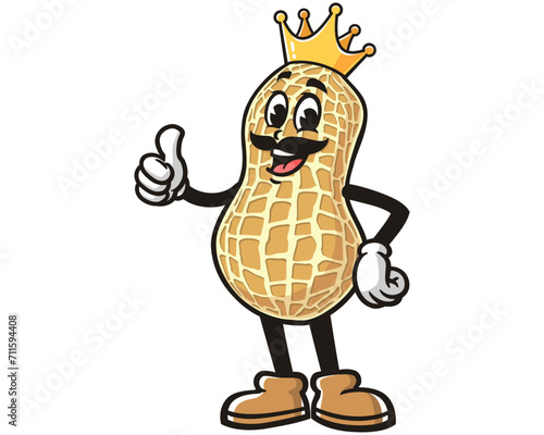 Peanut King cartoon mascot illustration character vector clip art logo hand drawn