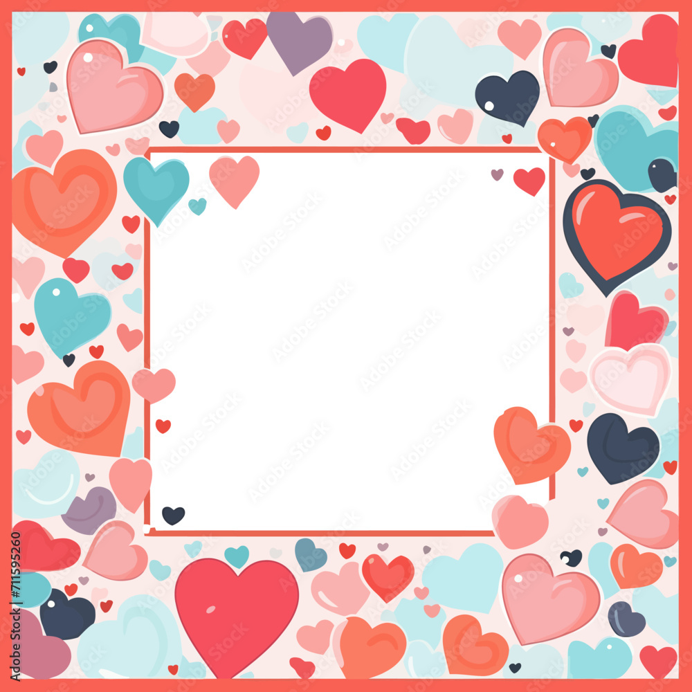 Abstract flat vector valentines day frame with empty space in the middle Generative Ai