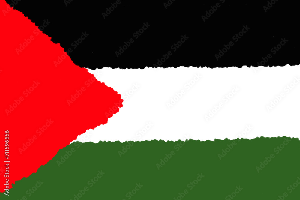 Obraz premium The Palestinian flag painted with a brush in a graphics program.