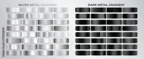 Silver and black metallic gradients set