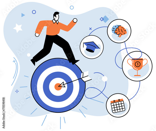 Self development. Vector illustration. Progress is fundamental aspect self development Evolution and growth are intrinsic to self development Taking action is vital for self development and Taking