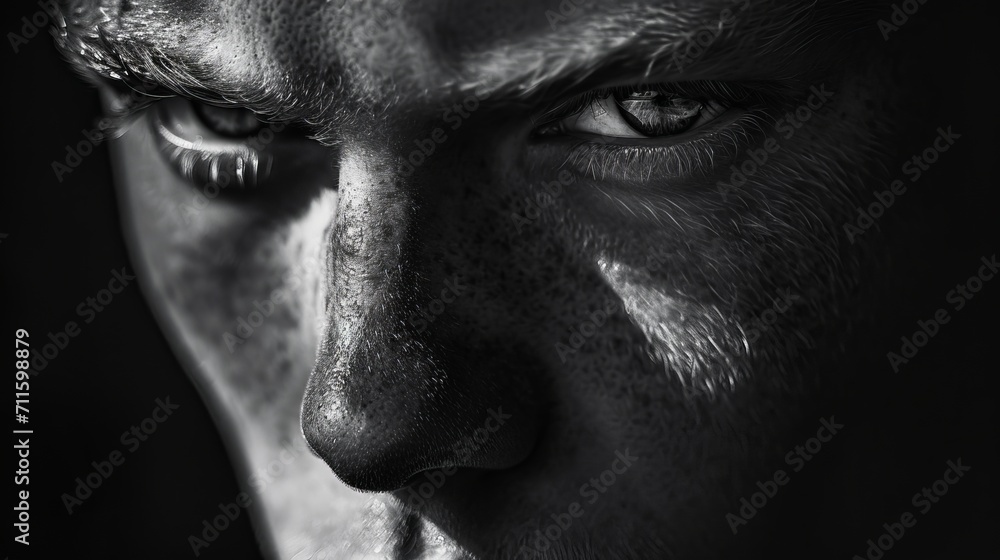 Naklejka premium Black and white portrait of a man