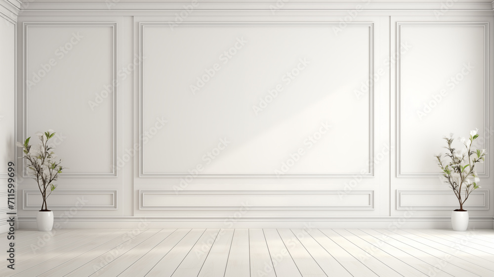 Fototapeta premium White empty room. Scandinavian interior design